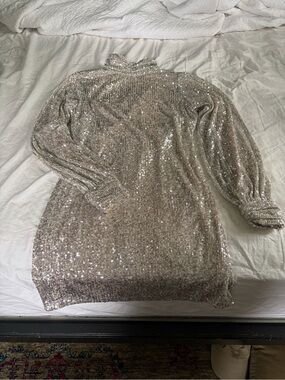 Sequin Backless Mini Dress - Silver